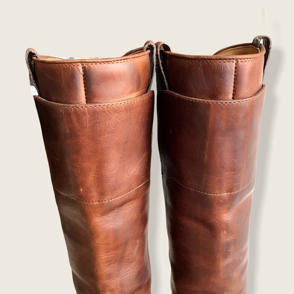 Frye Paige Cognac Knee-High Pull-On Leather Boots - Picture 9 of 16